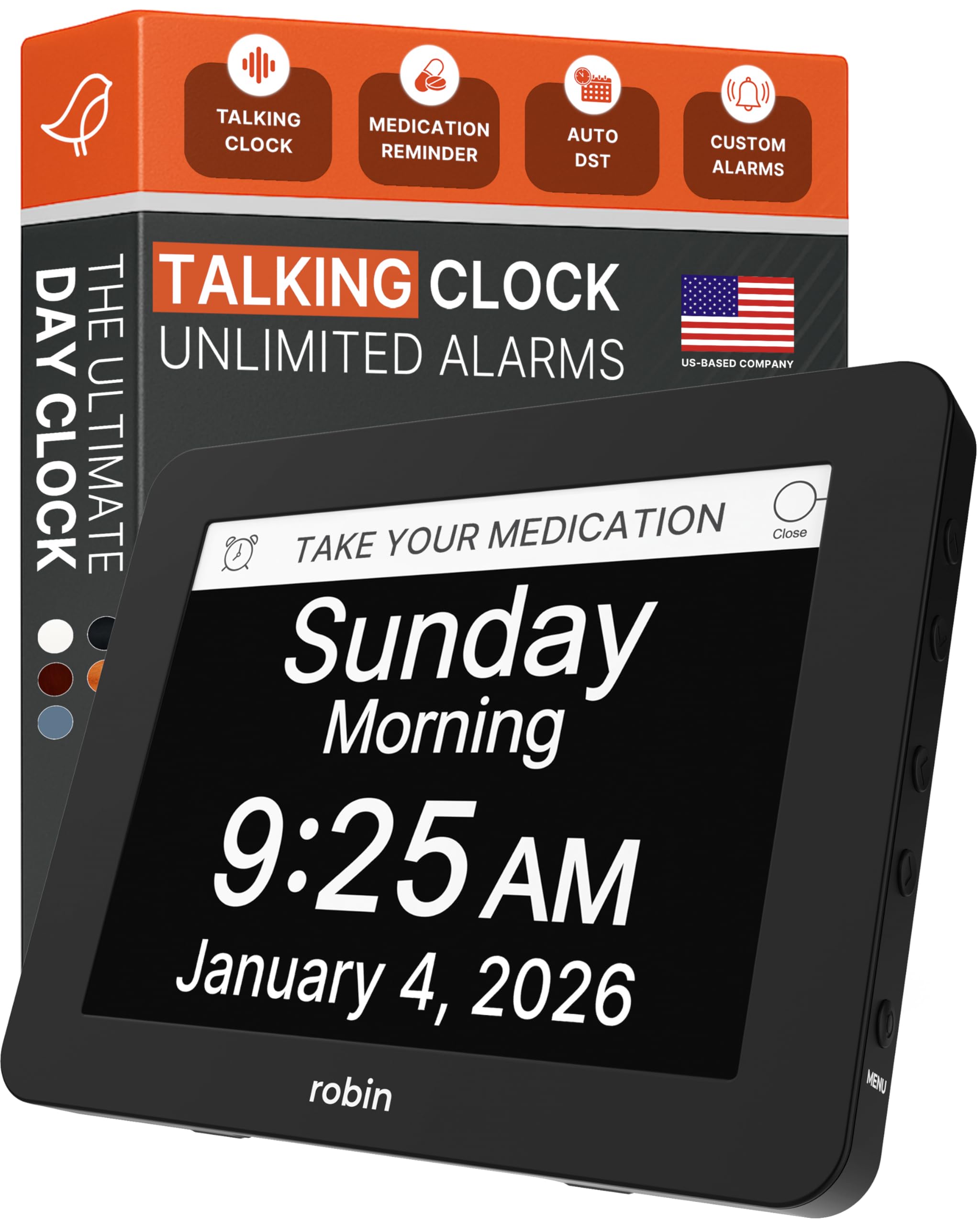 Amazon.com: Robin Day Clock 2026 for Seniors, 8